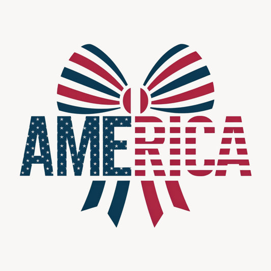 America Patriotic Ribbon Bow Design - A03 - Comfort Colors Short Sleve Tee