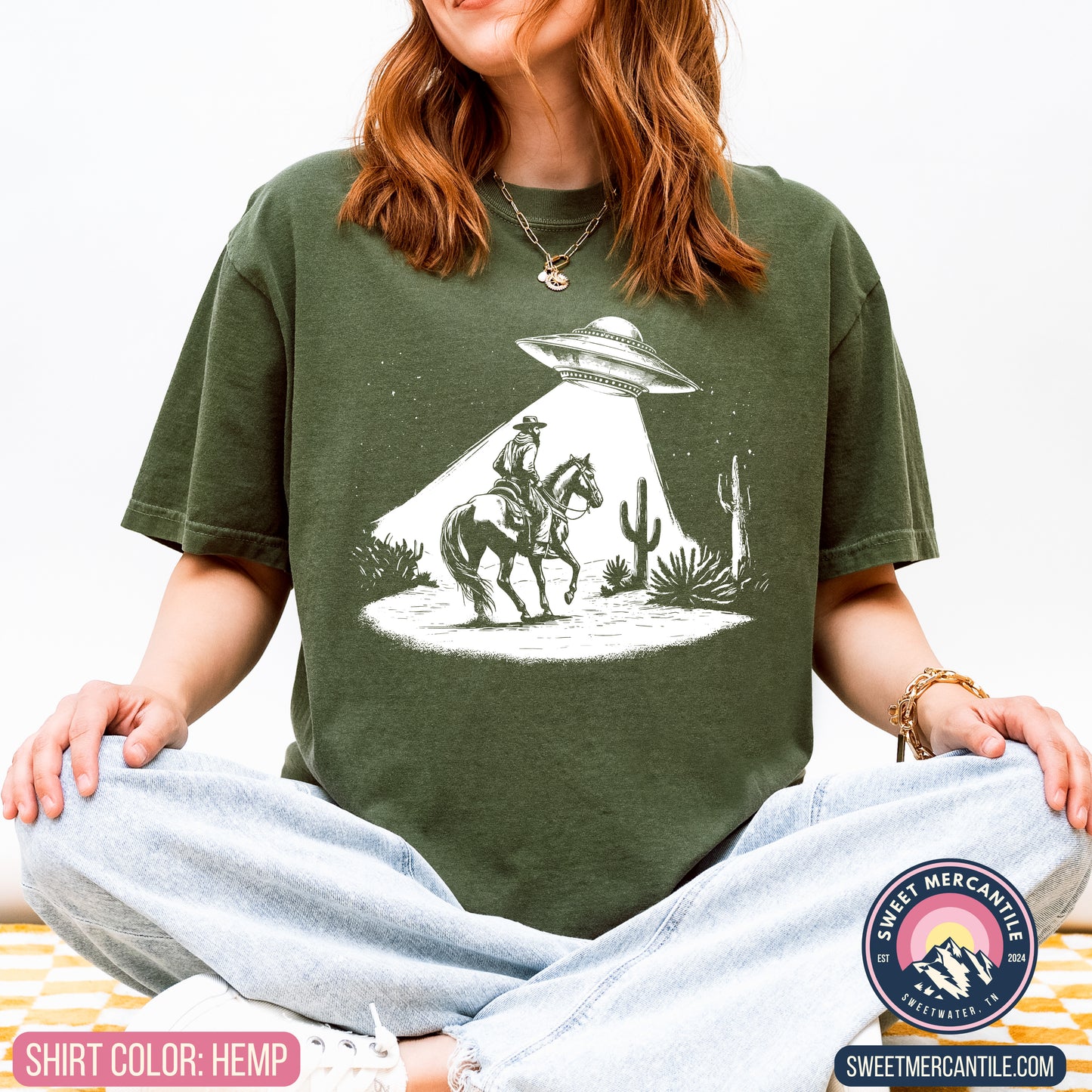 Cowboy and UFO - Comfort Colors - Short Sleeve Tee